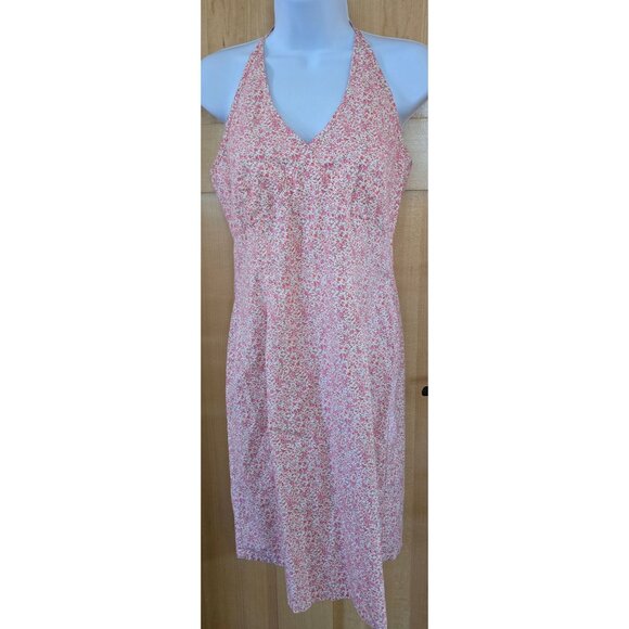 Old Navy Halter Dress Pink Floral Dress beach Nautical boho fairycore honeymoon - Picture 3 of 6